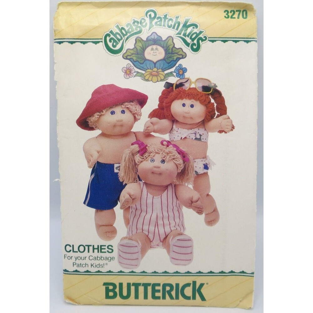 Butterick 3270 Cabbage Patch Kids Doll Clothes Swimwear One Size 1980s Vintage